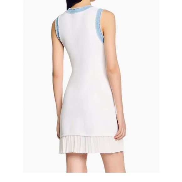 Sandro White and Blue Sleeveless Dress - Picture 4 of 6